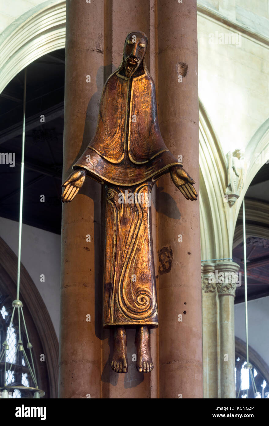 Sculpture of Christ by Peter Eugene Ball, St. Mary Magdalene`s Church, Newark, Nottinghamshire, England, UK Stock Photo